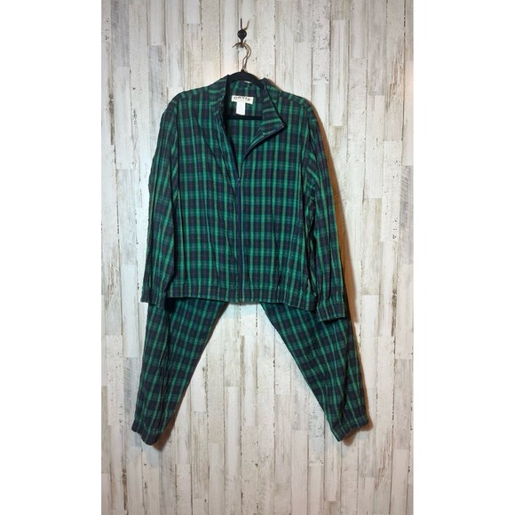 Orvis Plaid Jacket Pants Track Suit Crinkle‎ Activewear Small Textured Full Zip. - Picture 1 of 6